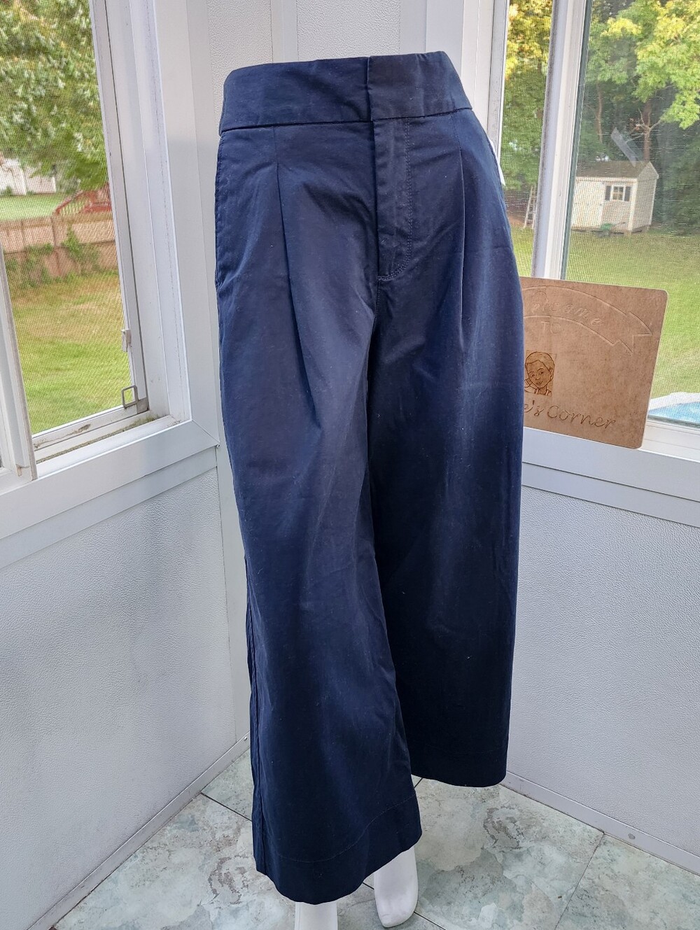 Gap Navy Blue High Rise Wide Leg Khaki Pants - Sretch Classic Relaxed Fit